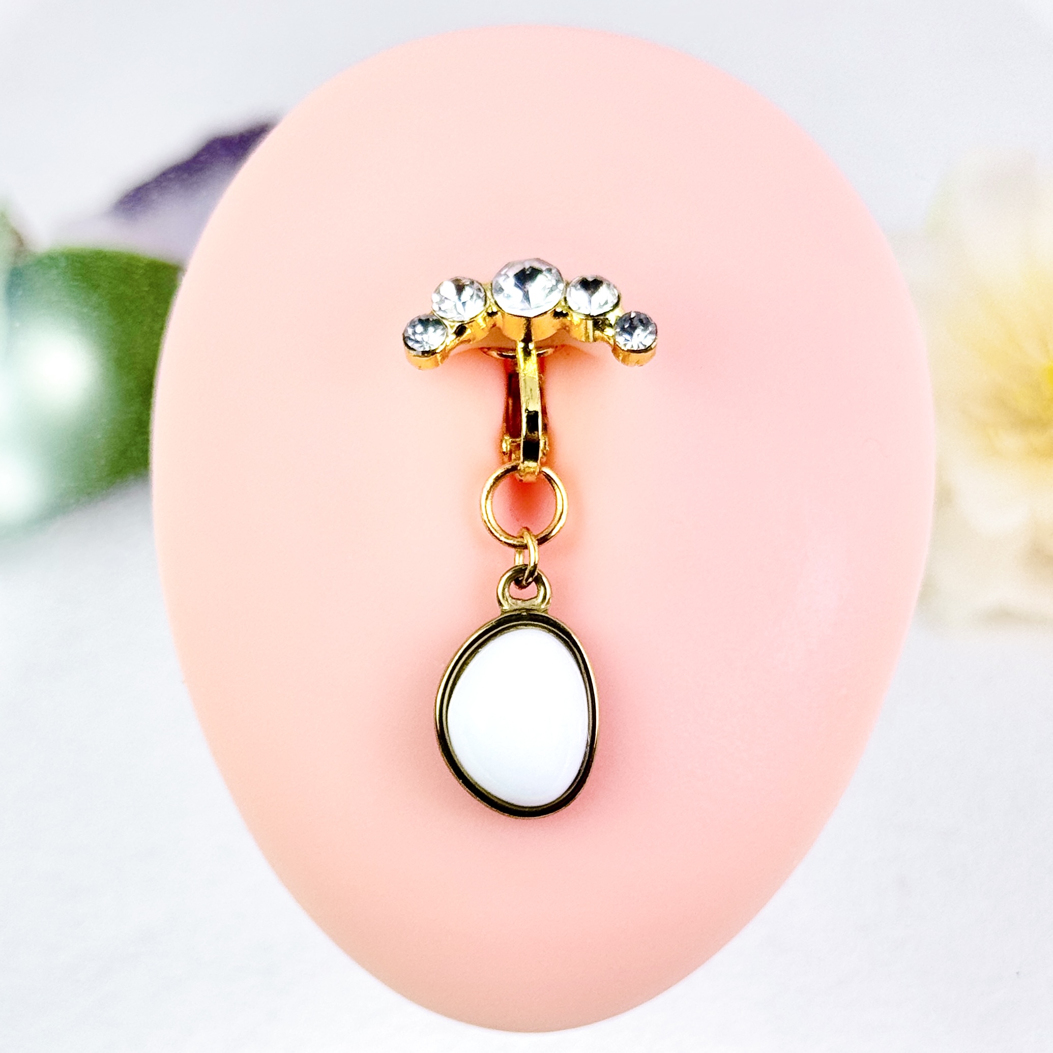 Pearl Drop Faux Belly Button Ring