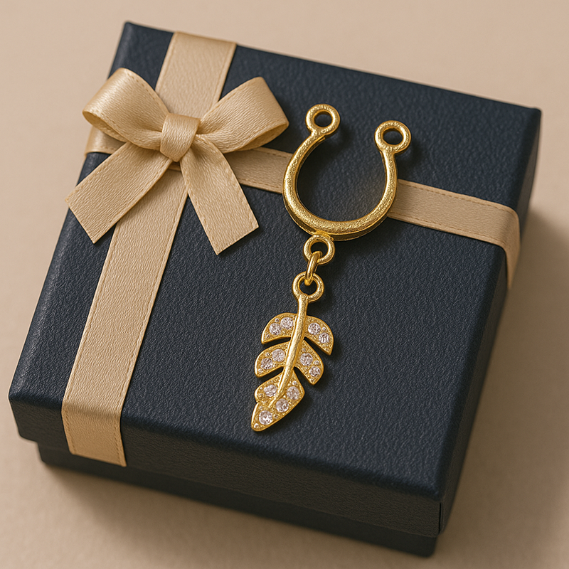 Golden Leaf White Diamond Nipple Clamp-Thyye