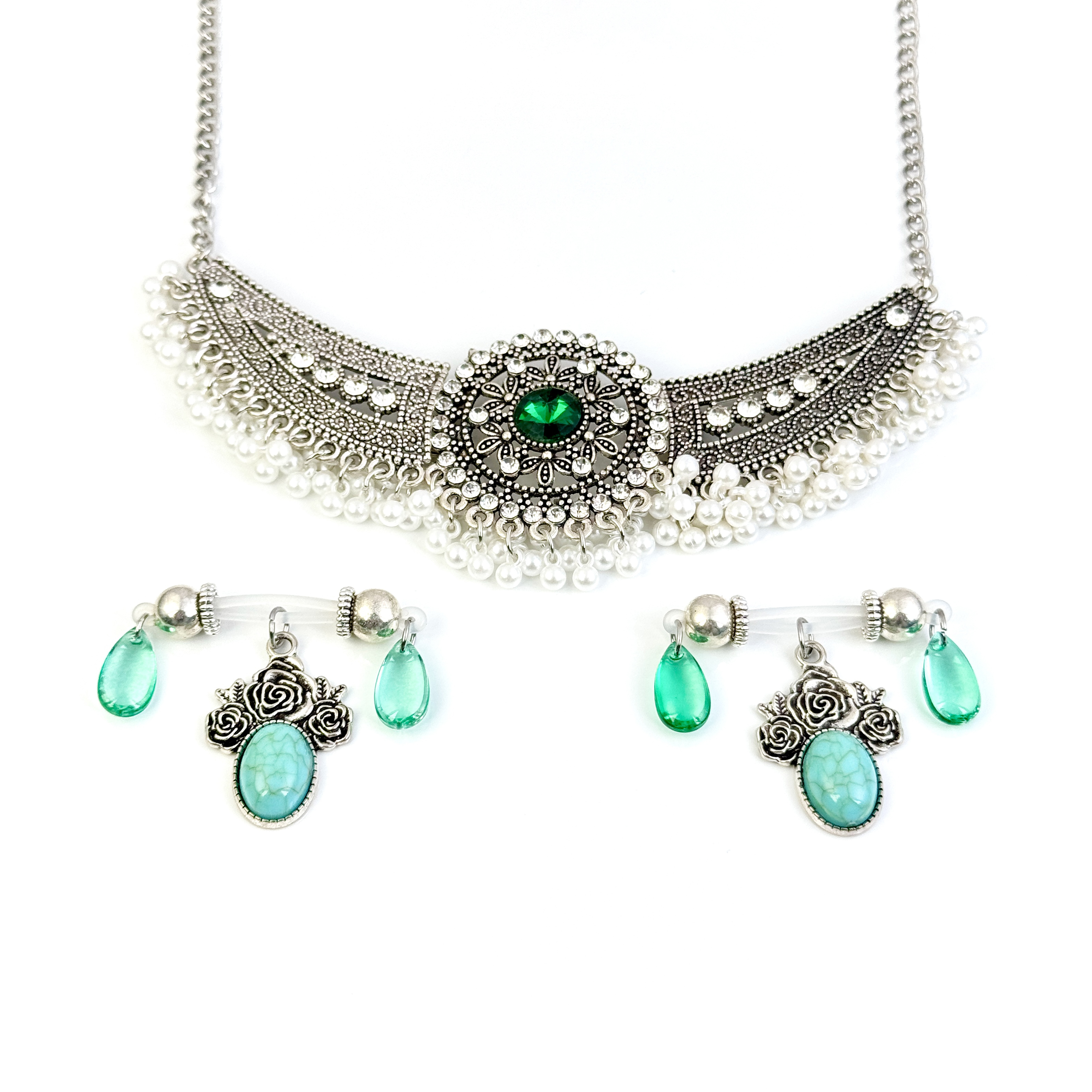 Green Crystal Dangle Nipple Clamps