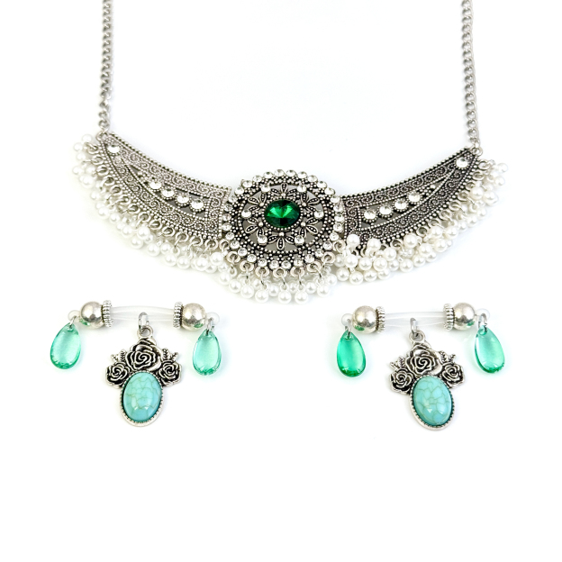 Green Crystal Dangle Nipple Clamps