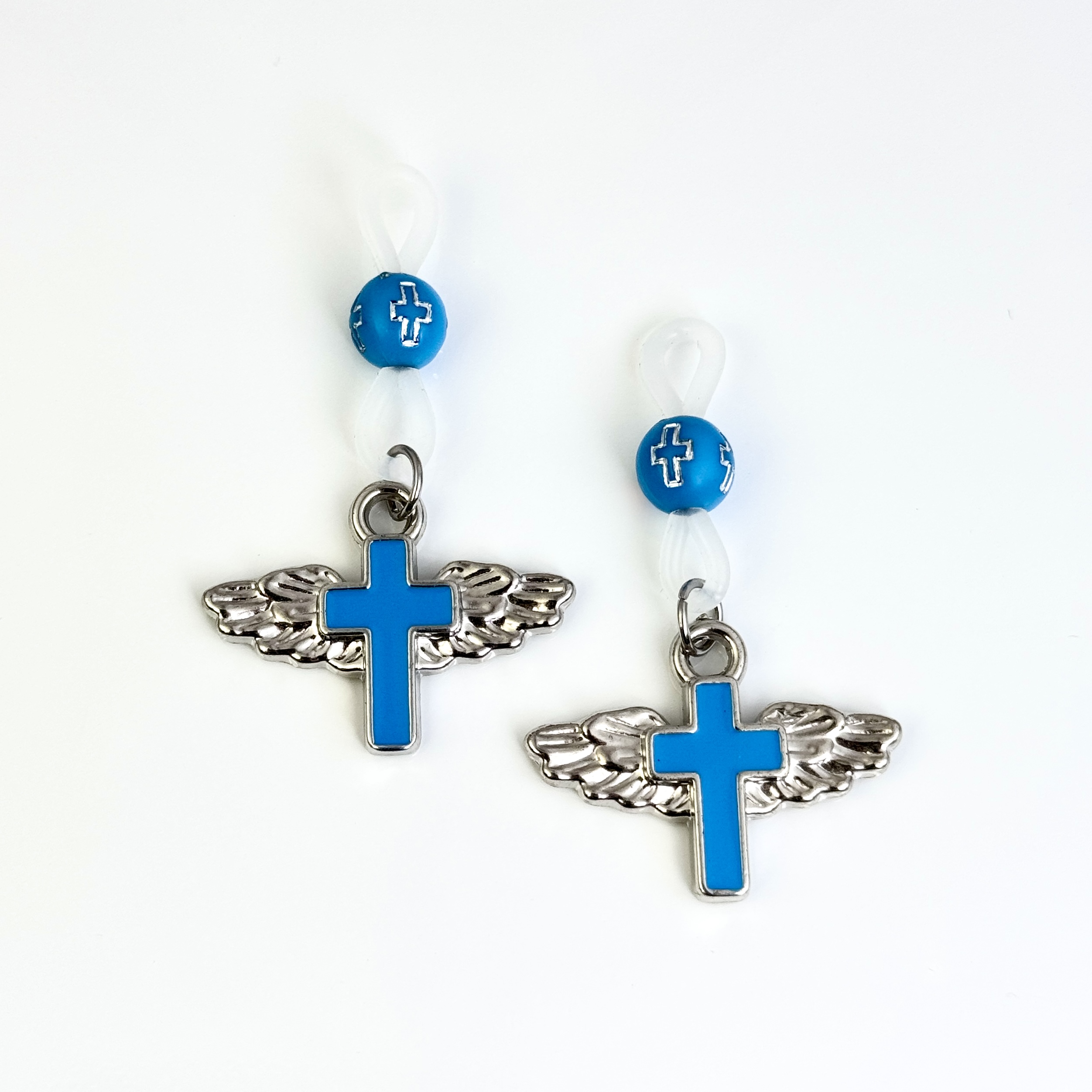 Blue Angel Wing Cross Non-Piercing Nipple Clamp