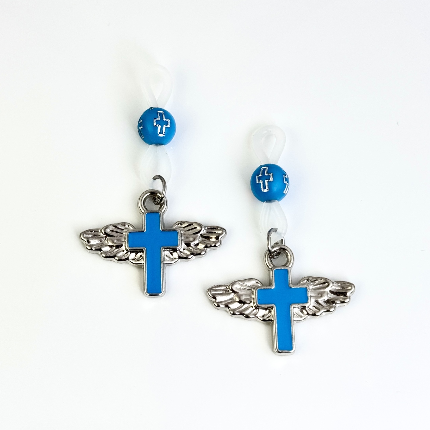 Blue Angel Wing Cross Non-Piercing Nipple Clamp