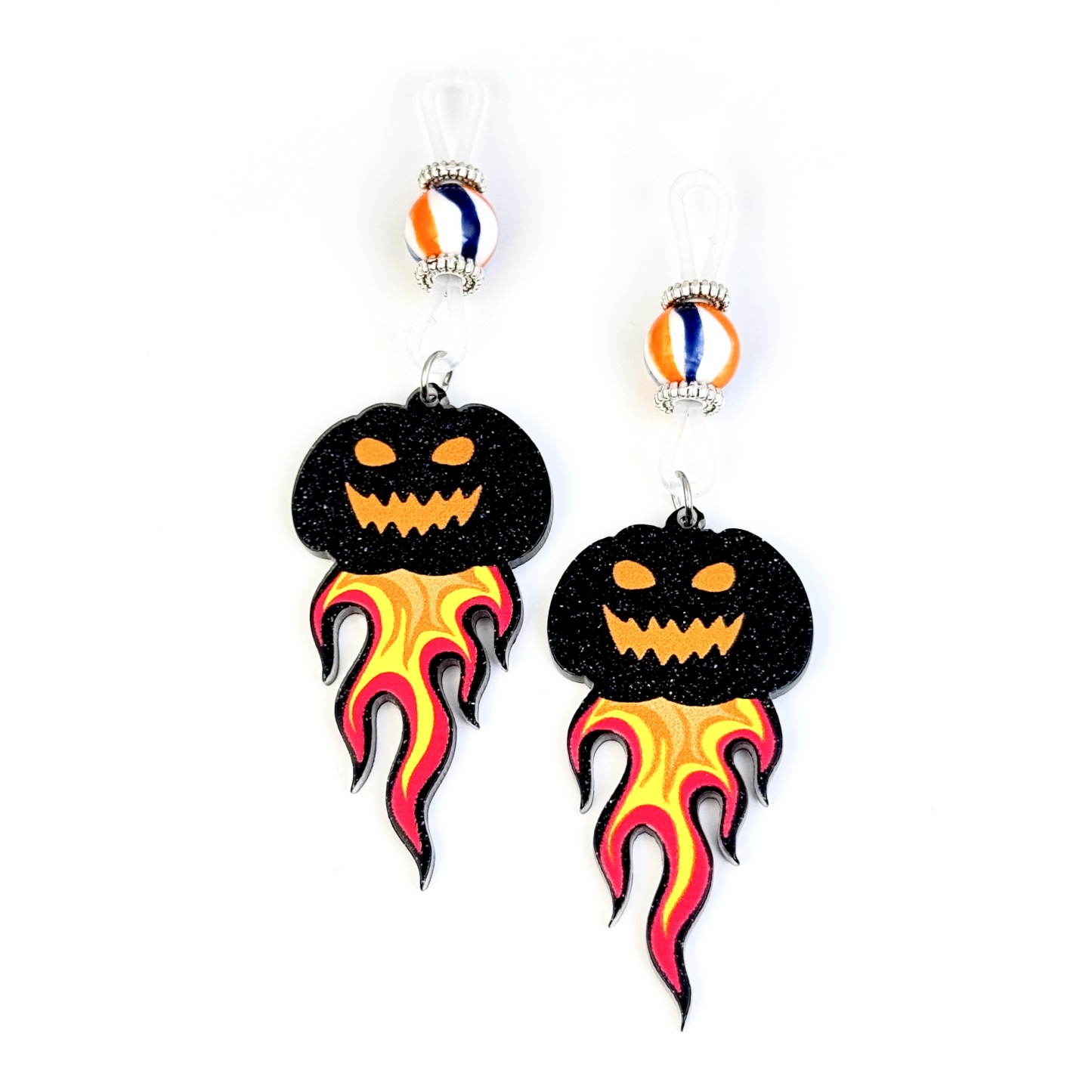 Flame Pumpkin Nipple Clamps