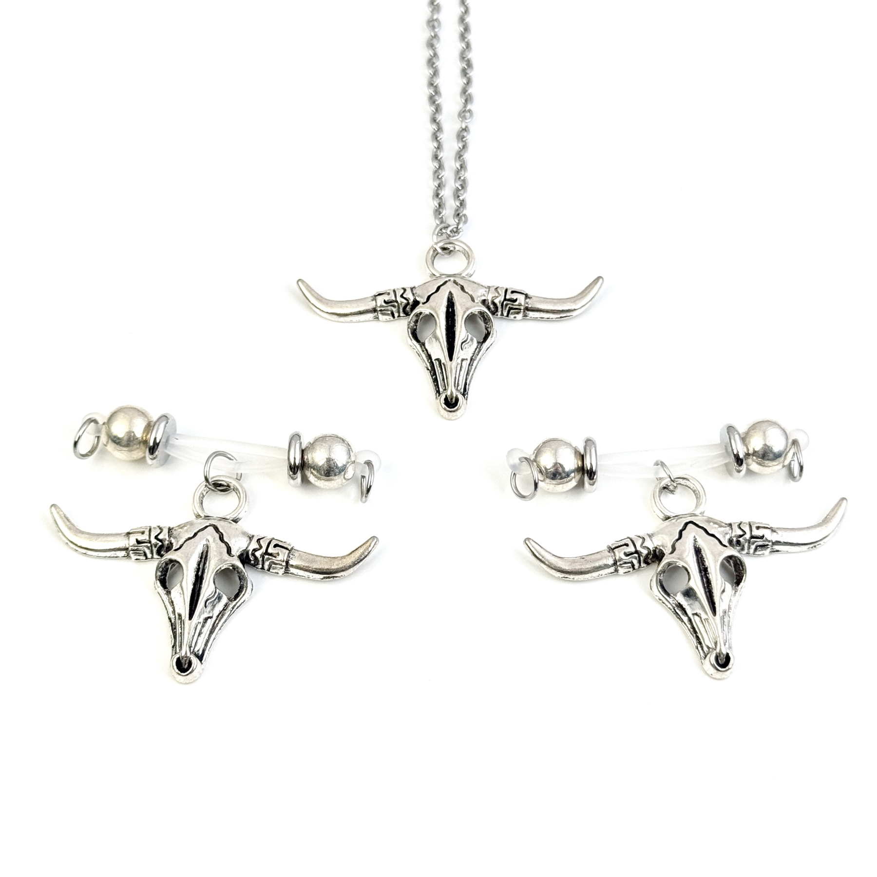 Silver Longhorn No-Piercing Nipple Clamp Set