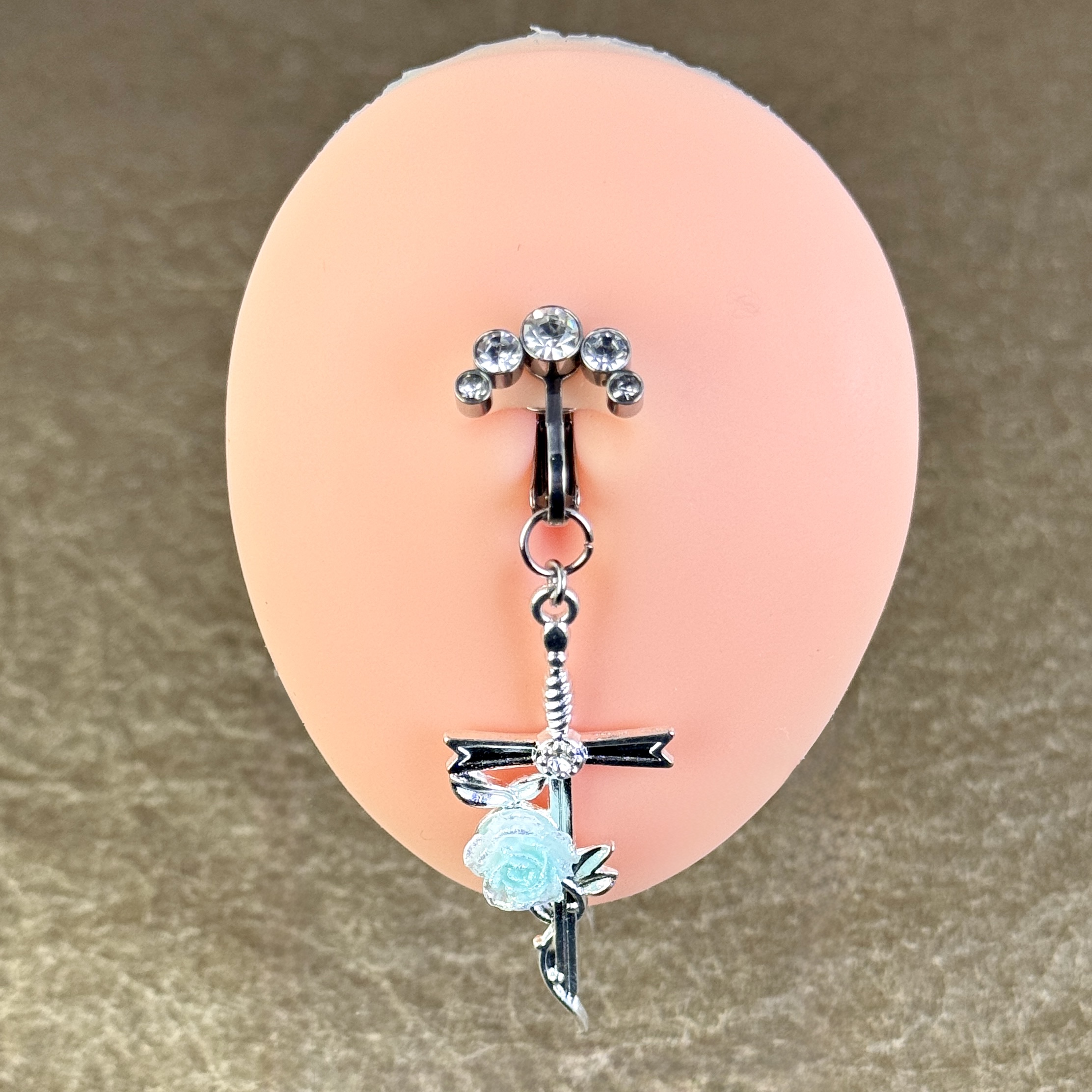 Frozen Rose Dagger Navel Charm