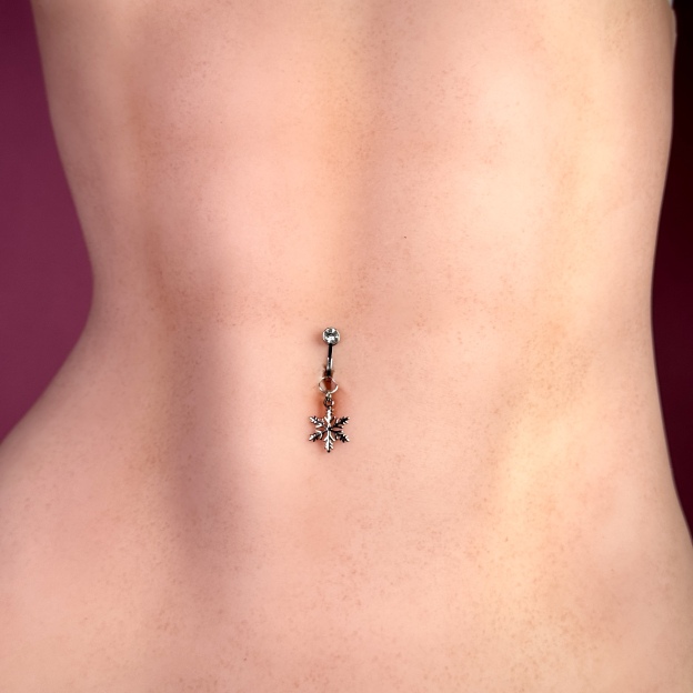 Crystal Snowflake Faux Belly Button Ring
