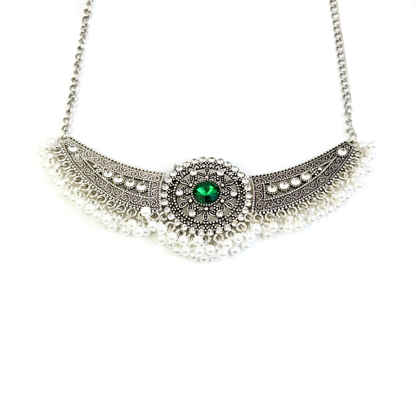 Green Crystal Dangle Nipple Clamps
