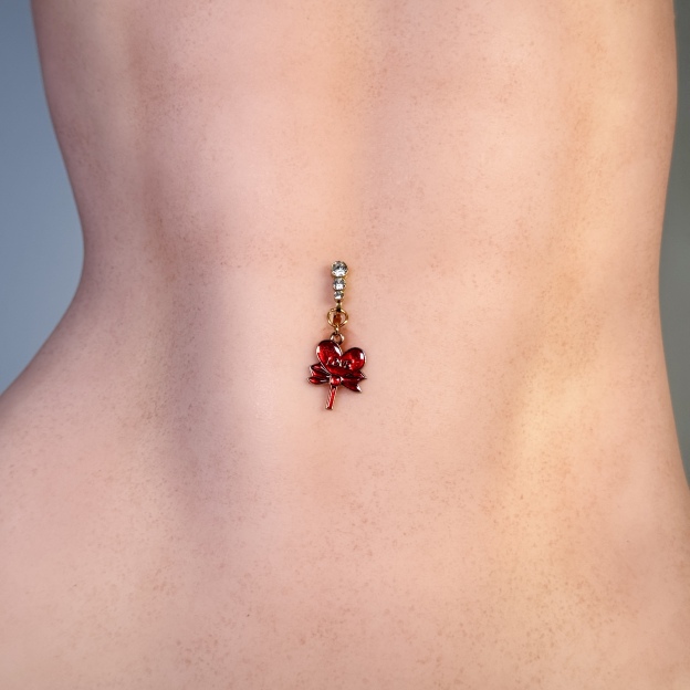 Love Ribbon Heart Belly Clip