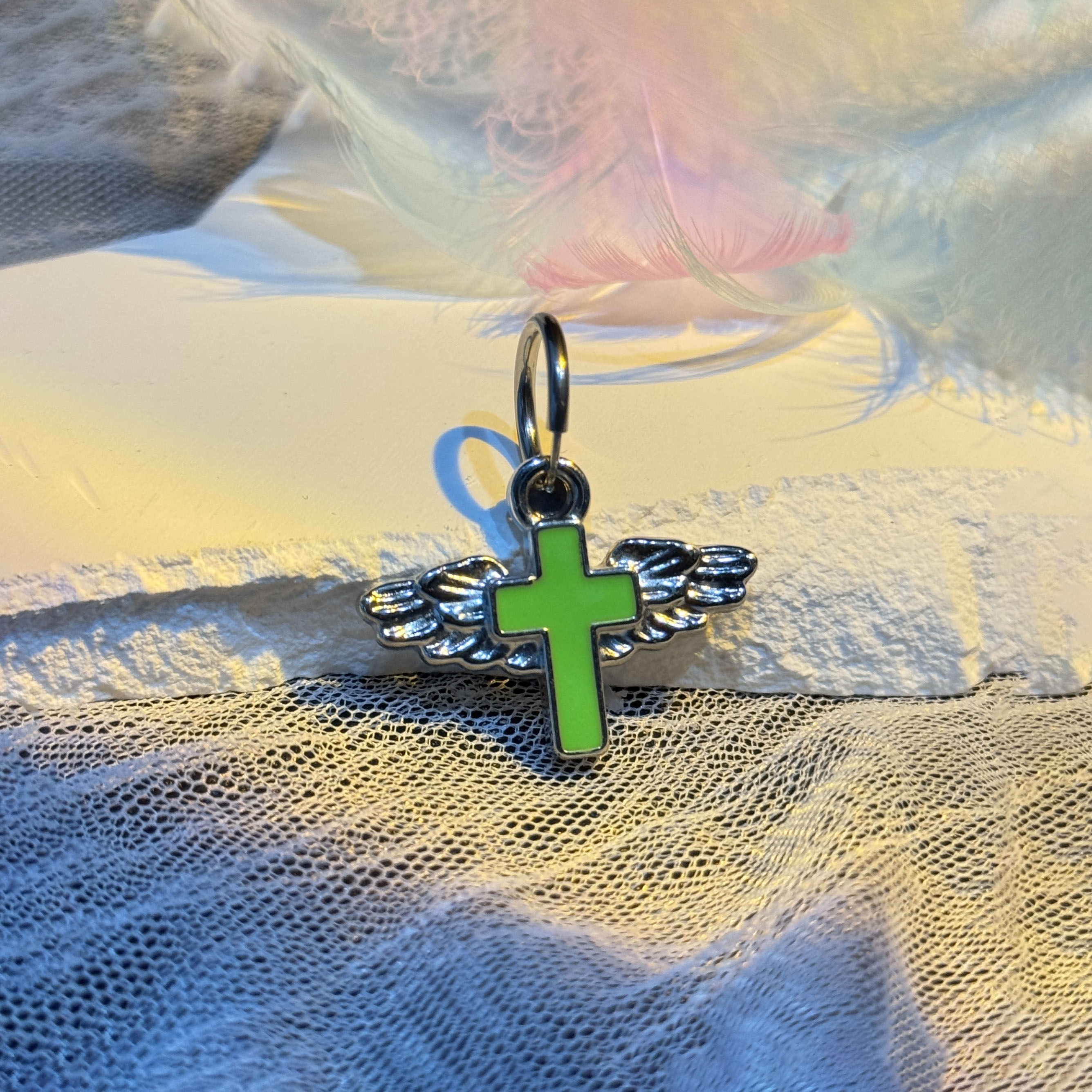 Angel Wing Cross Clip-On Navel Ring (Non-Piercing)
