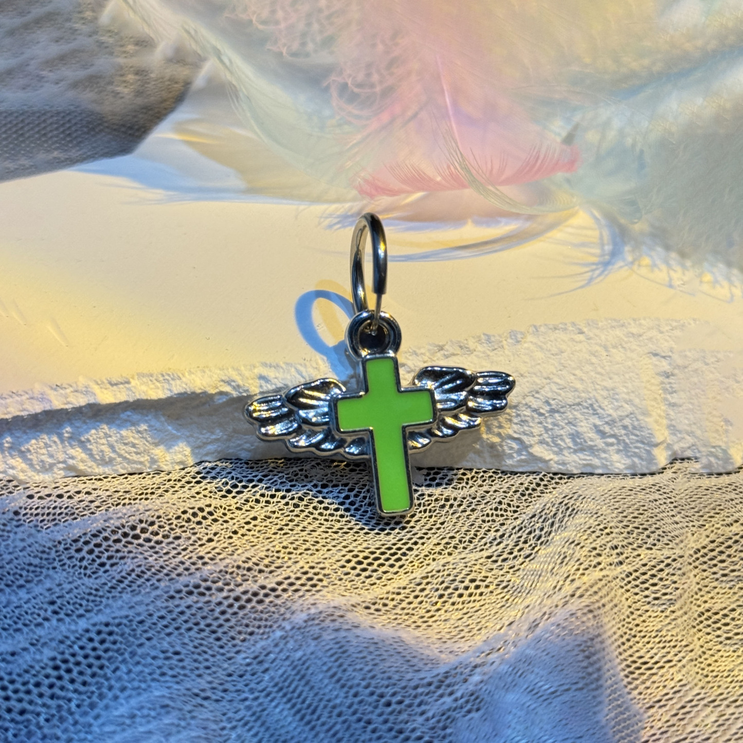 Angel Wing Cross Clip-On Navel Ring (Non-Piercing)