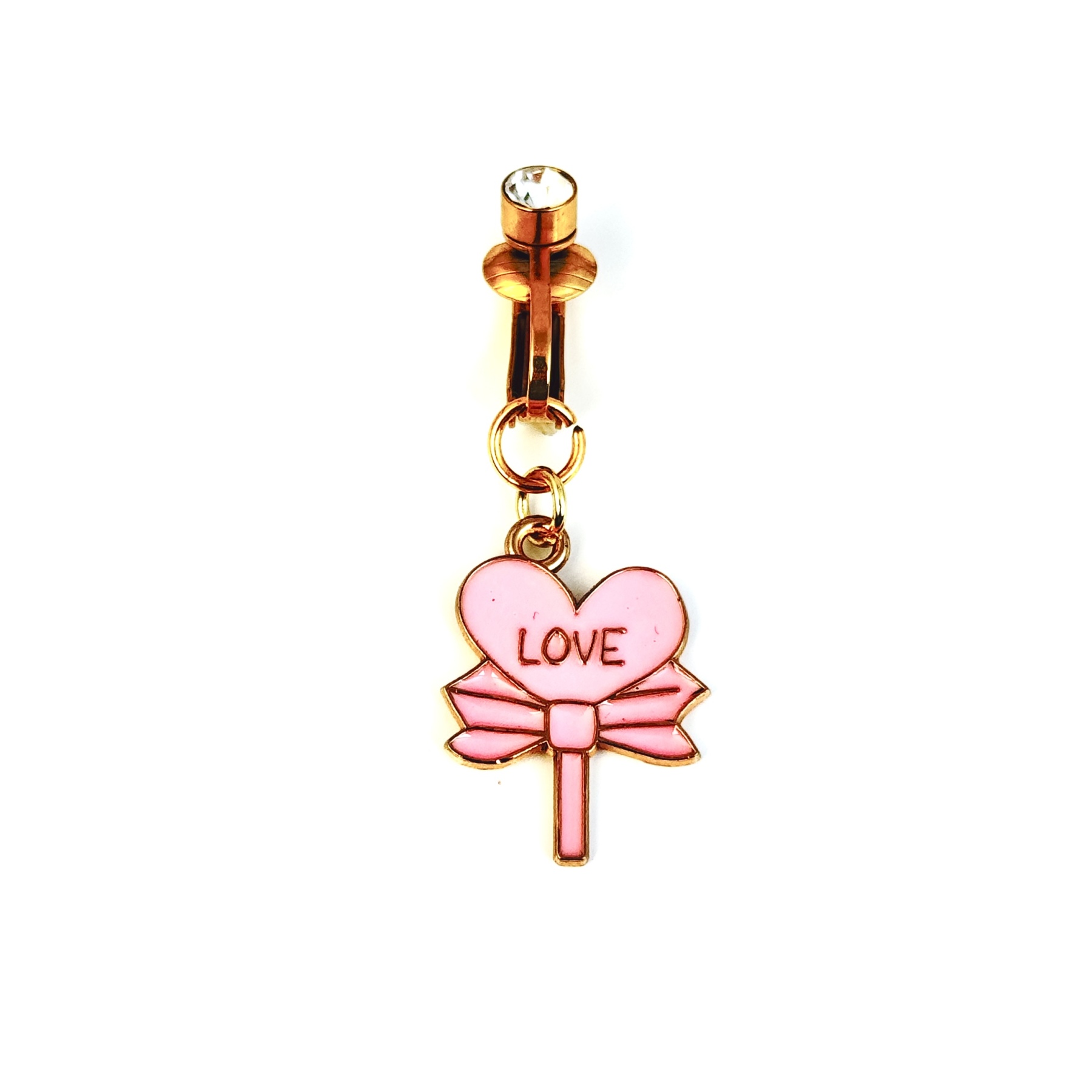 Love Bow Charm Faux Navel Ring