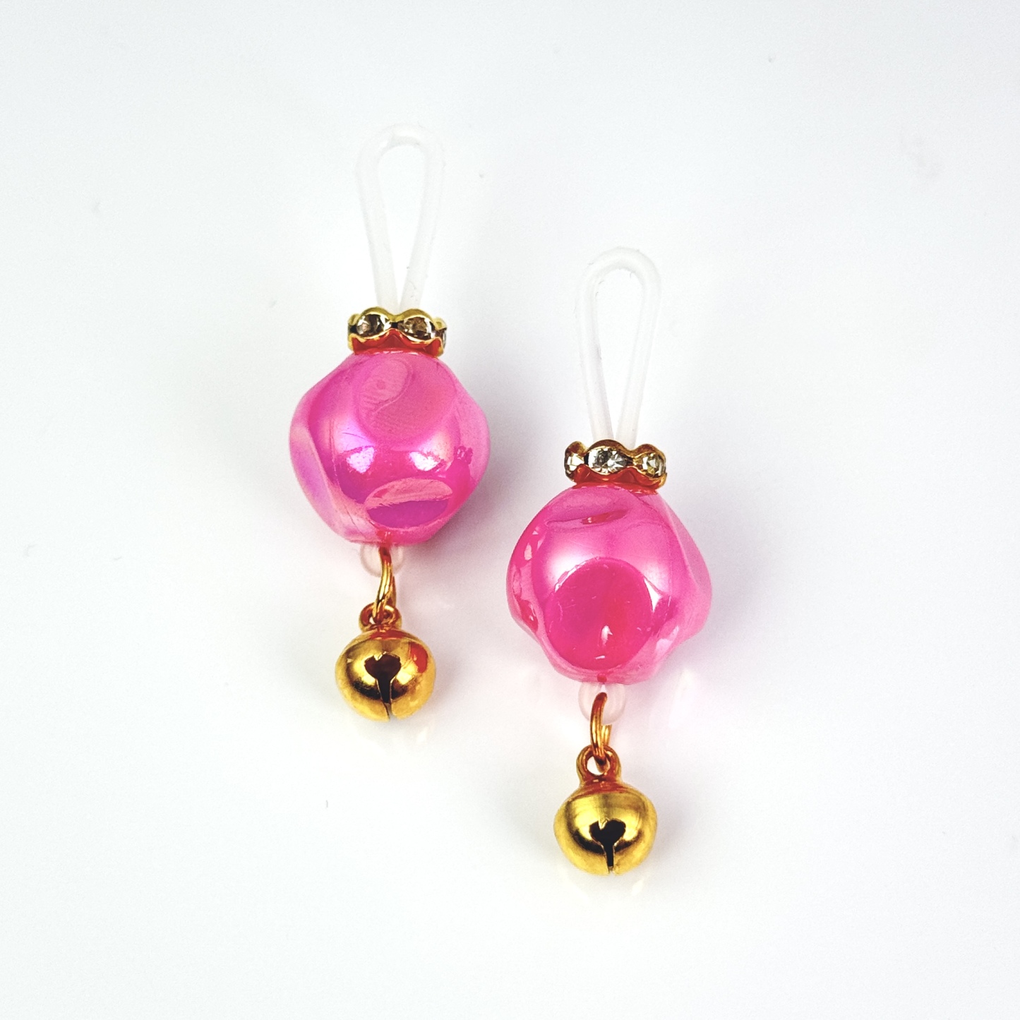 Pink Crystal Bell Faux Nipple Ring