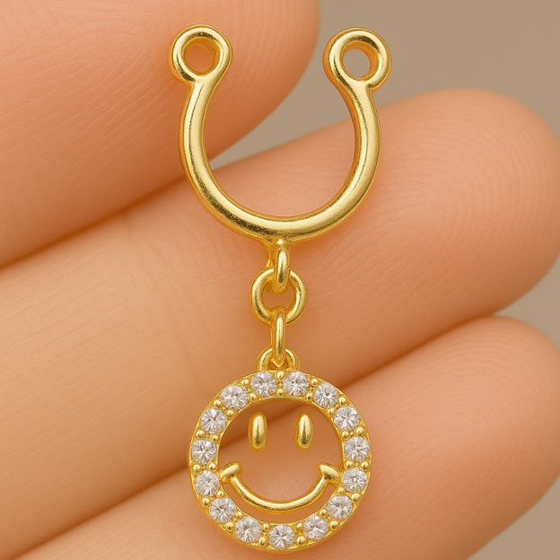 Round smiley face with diamond nipple clamp-Thyye