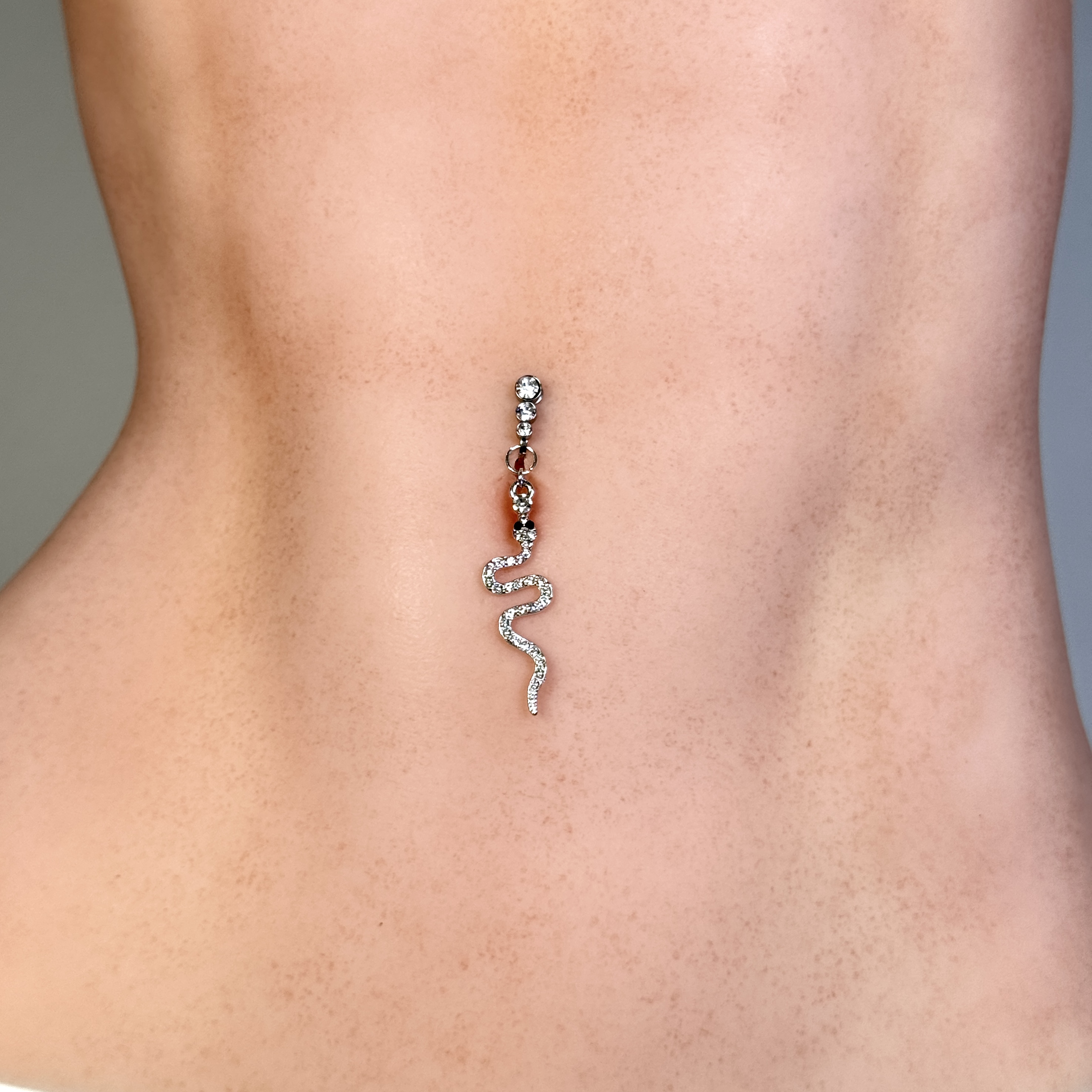 Diamond-studded snake-style non-piercing navel clip