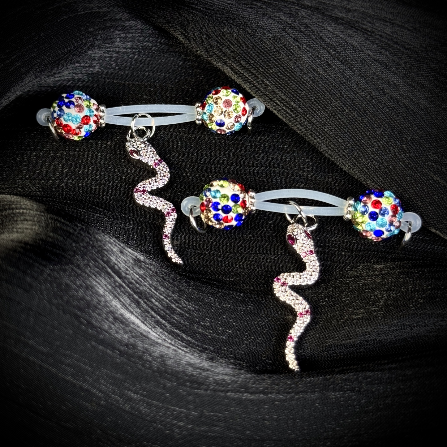 Serpent Shine Crystal Charm Nipple Jewelry
