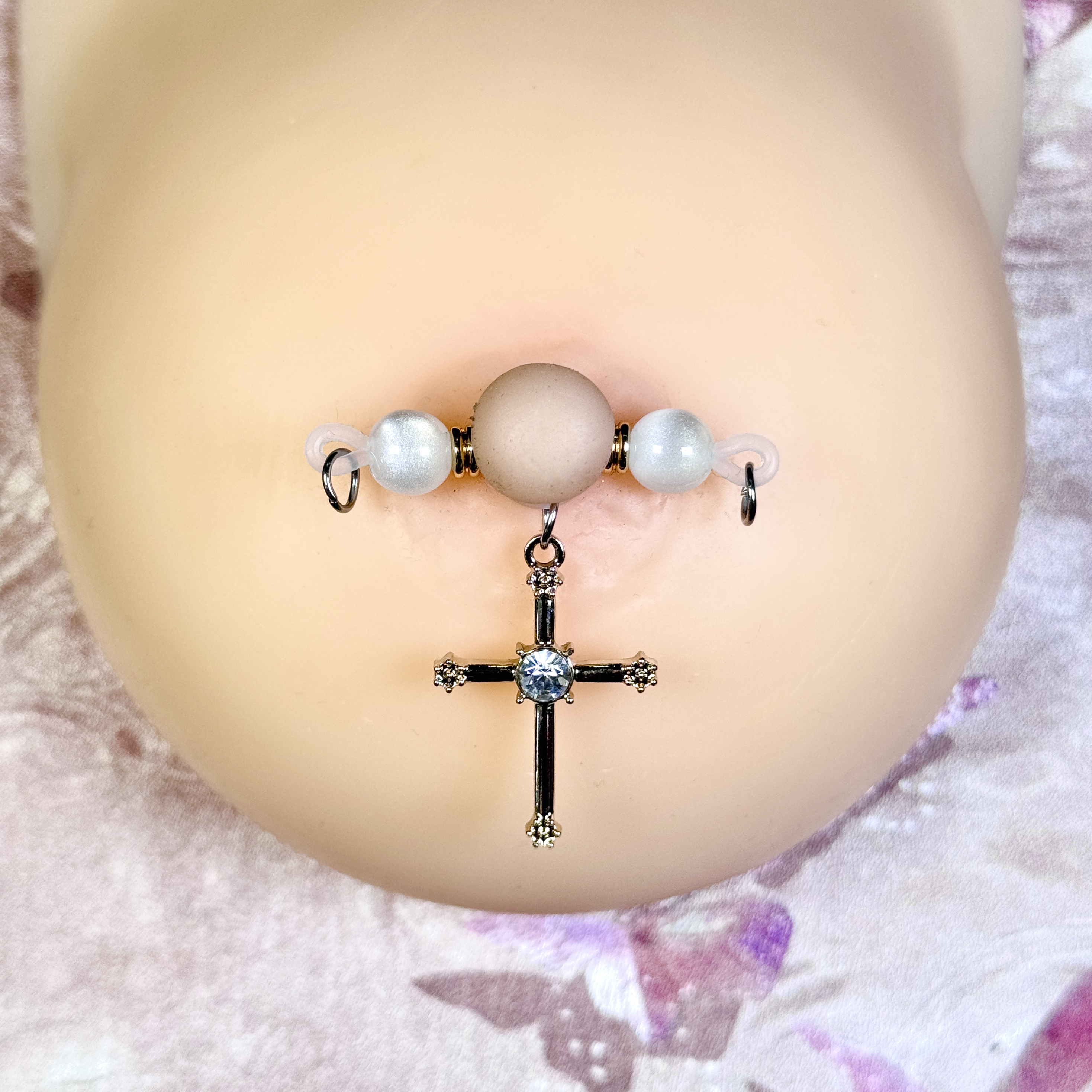 Silver Cross Dangle Nipple Clamps