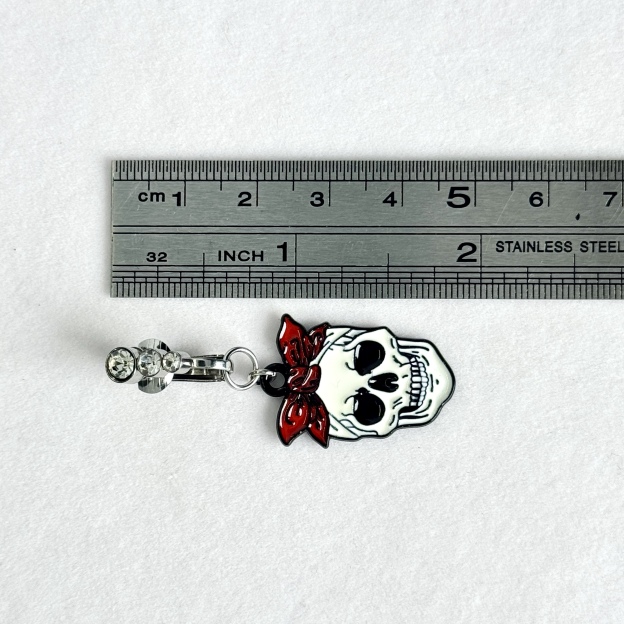 Crimson Bow Skull Halloween Belly Ring