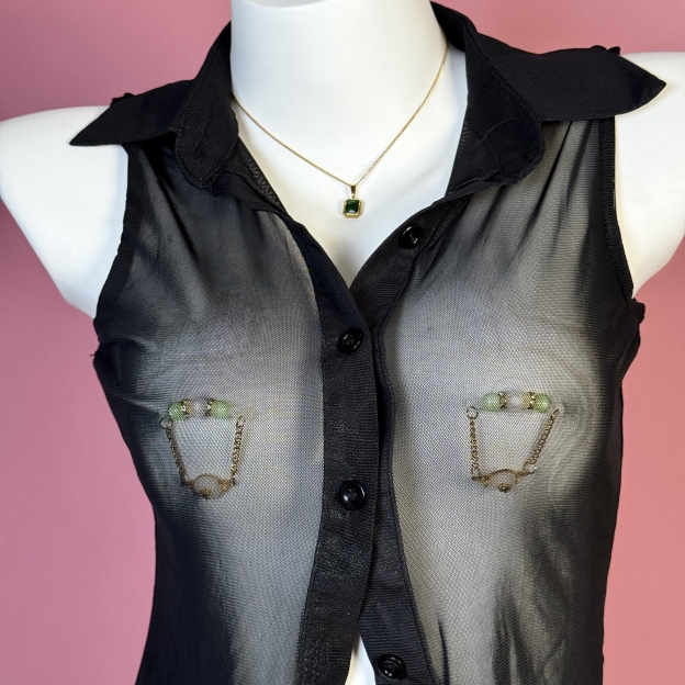 Jade nipple clamps + jade necklace
