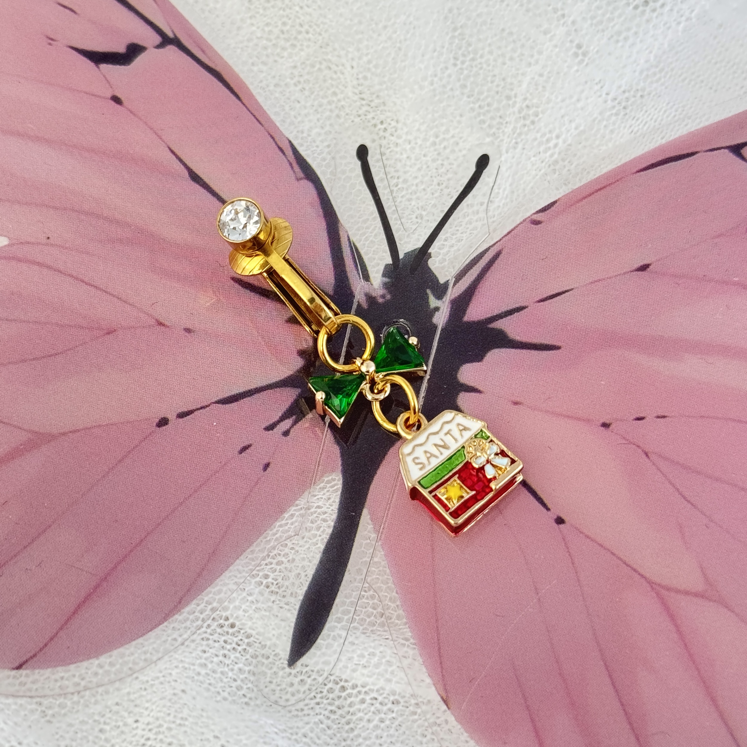 Christmas Cottage Adjustable Navel Clip