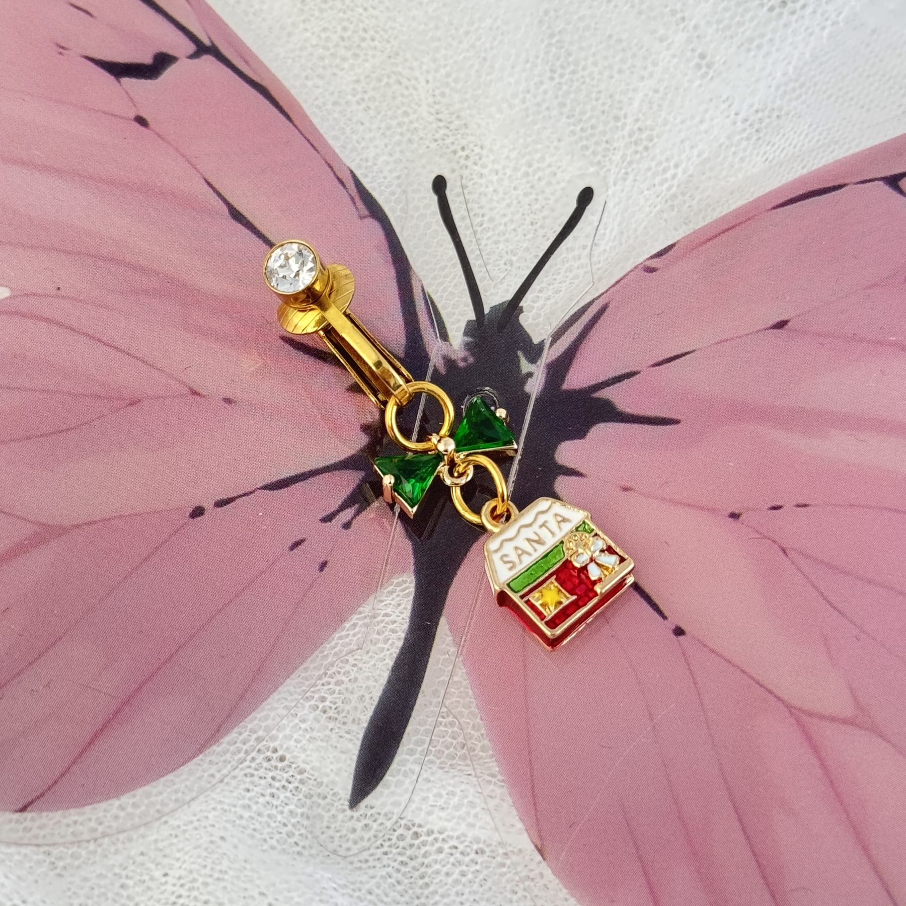 Christmas Cottage Adjustable Navel Clip