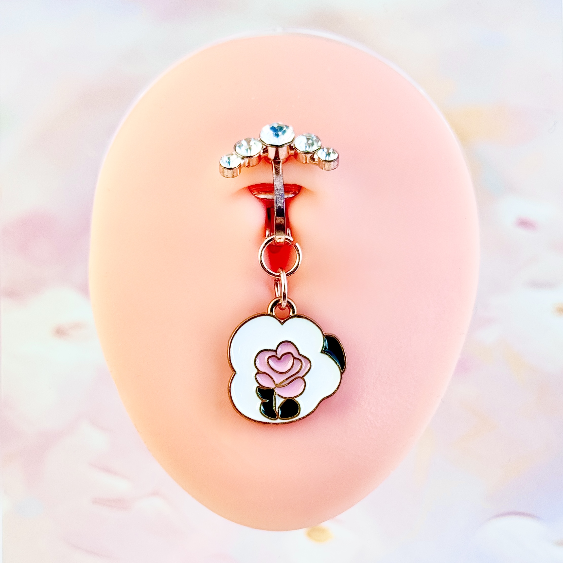 Rose Bloom Charm Faux Navel Ring