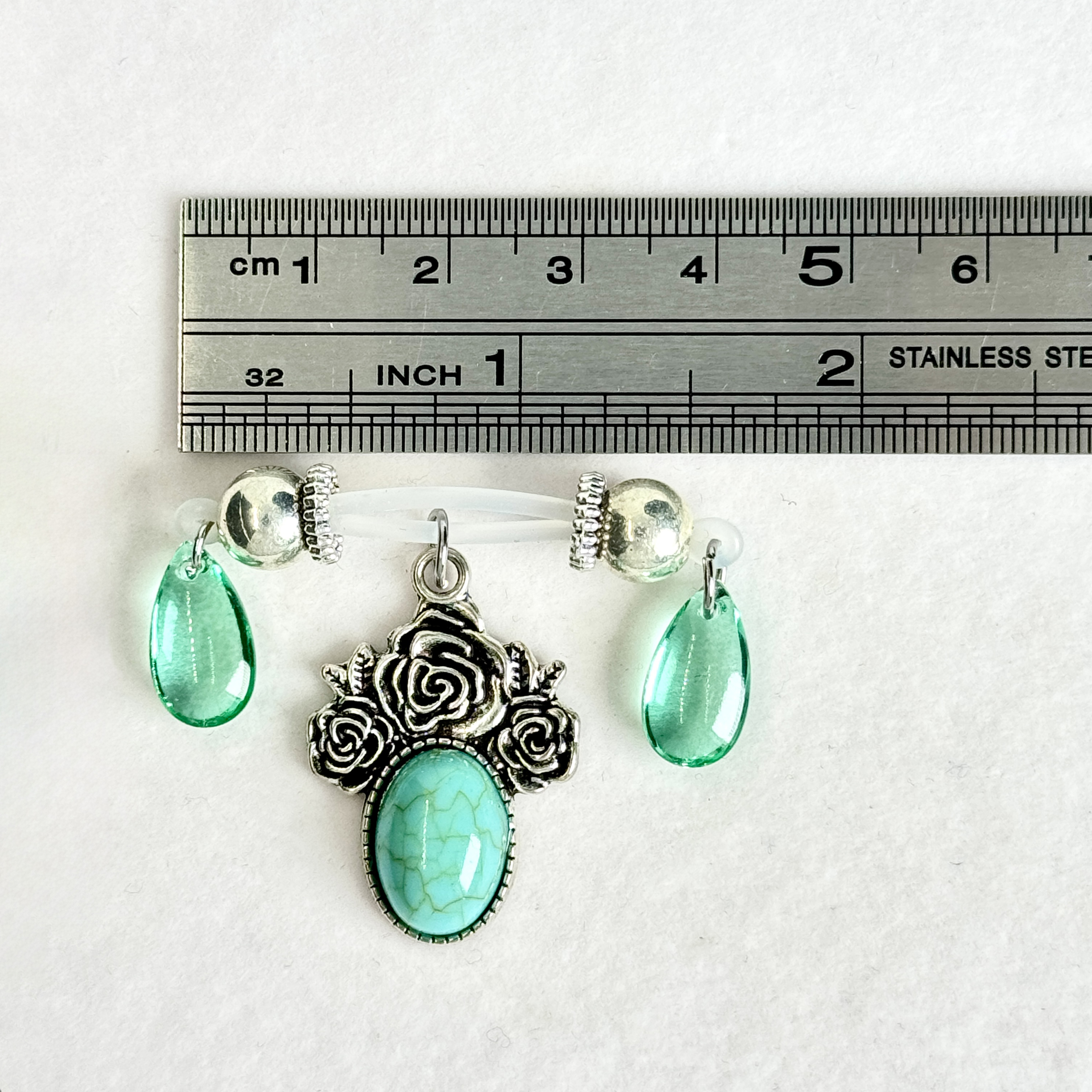 Green Crystal Dangle Nipple Clamps