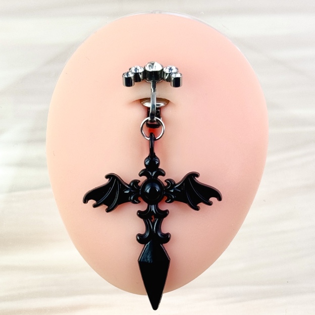 Black Bat Wing Faux Navel Ring