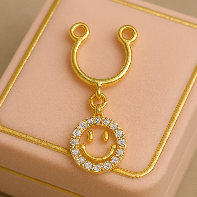 Round smiley face with diamond nipple clamp-Thyye