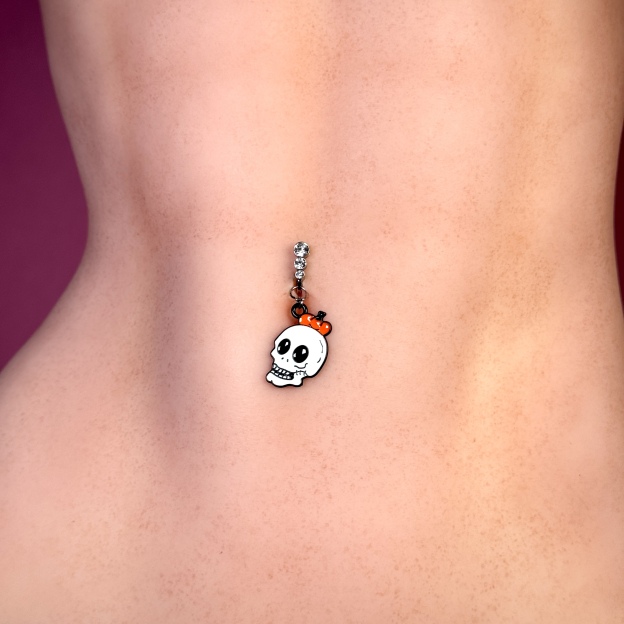 Pumpkin Skull Halloween Belly Ring