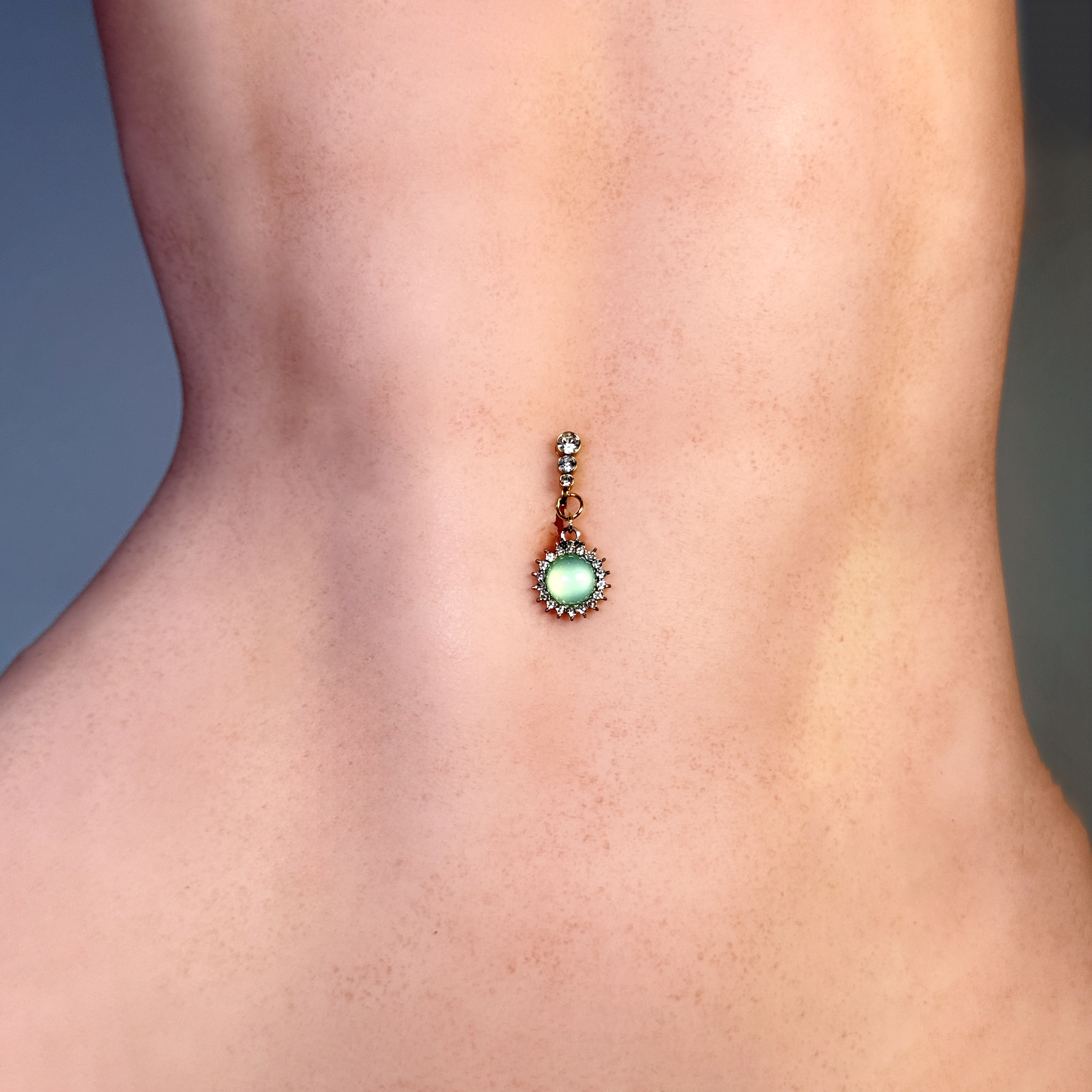 Green Gem Non-Piercing Sun Navel Ring