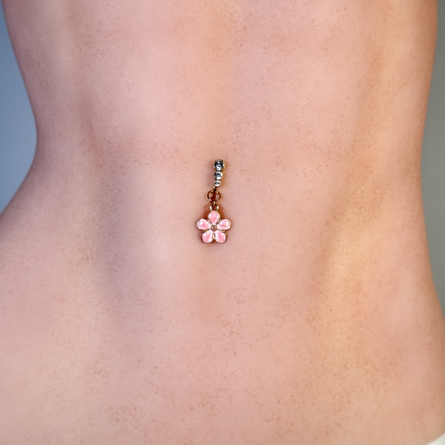 Pink Flower Glow Faux Navel Ring