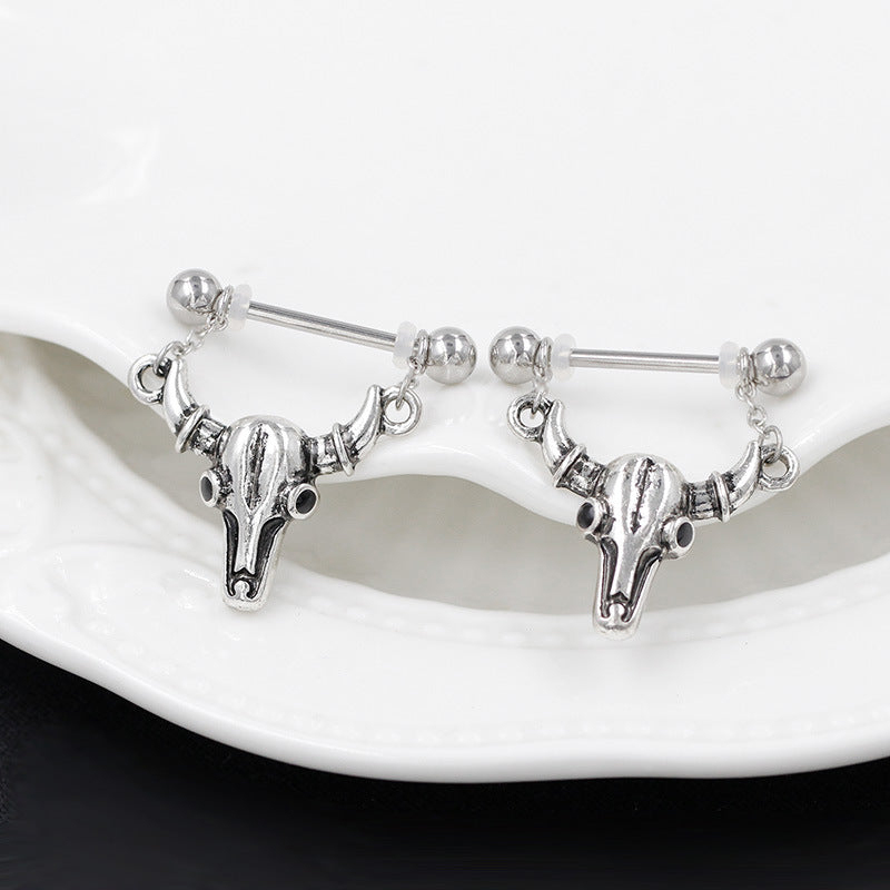Retro Bull Skull Nipple Shield with Tassel Chains