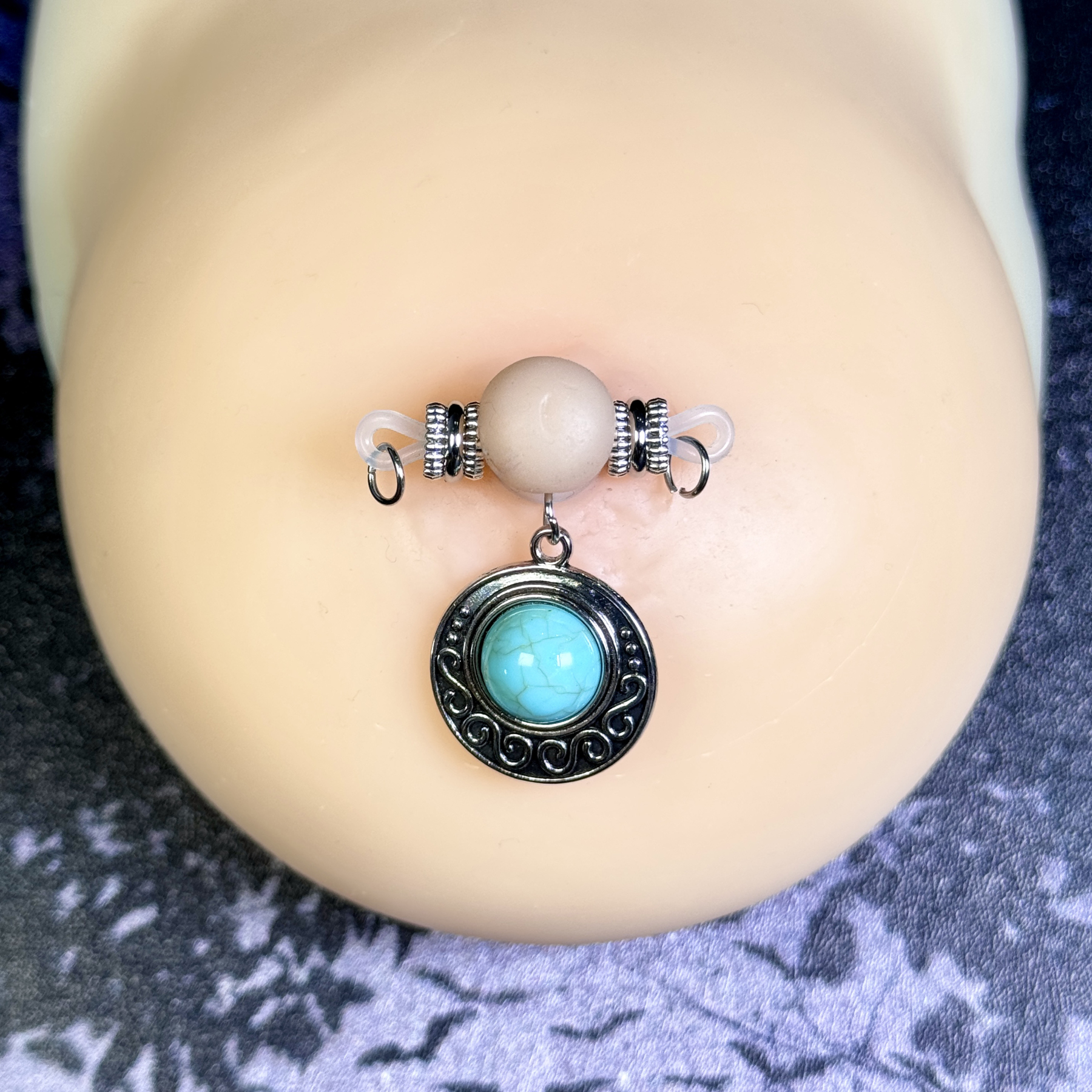 Mystic Turquoise Charm Nipple Clamp