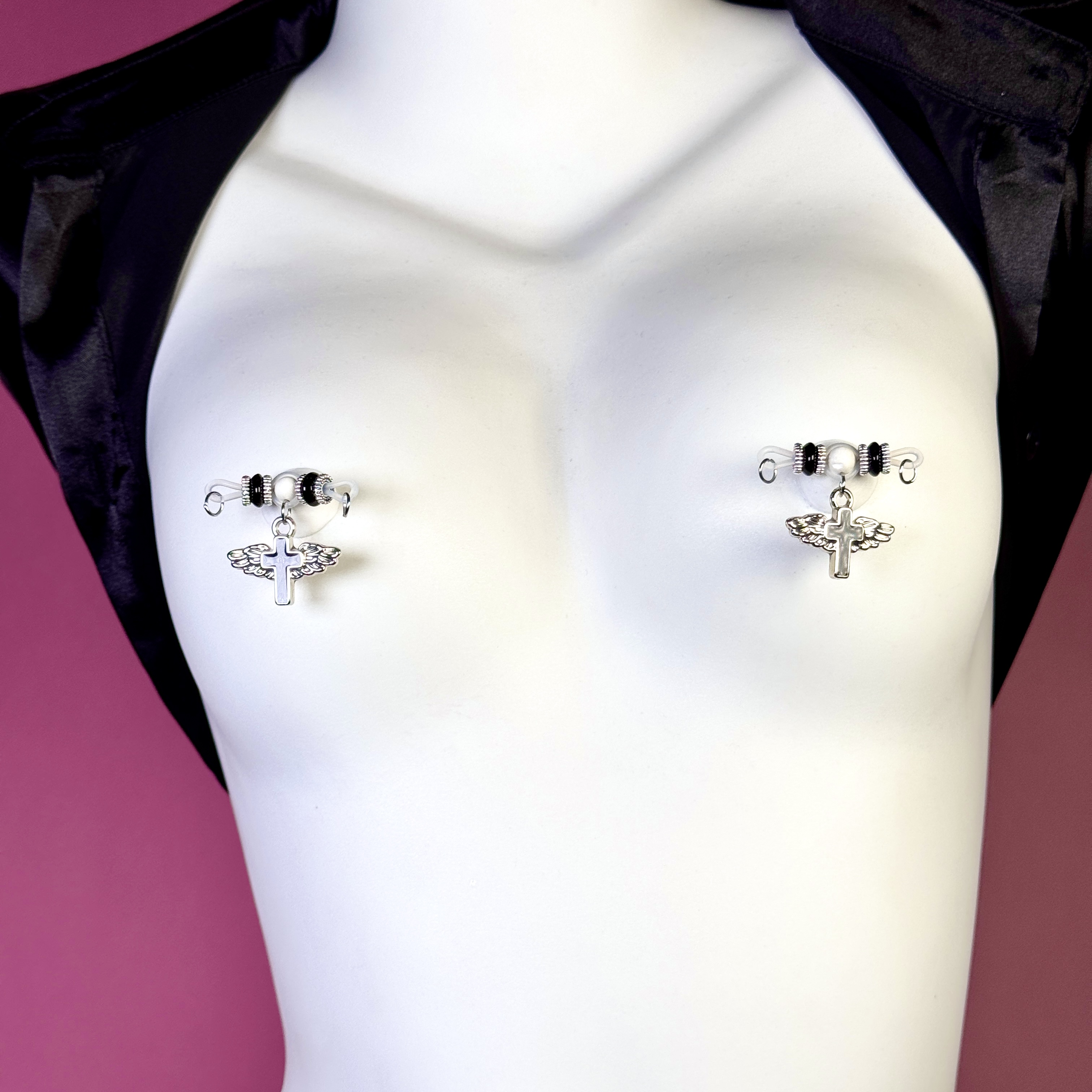 Dark Angel Wing Cross Non-Piercing Nipple Clamp