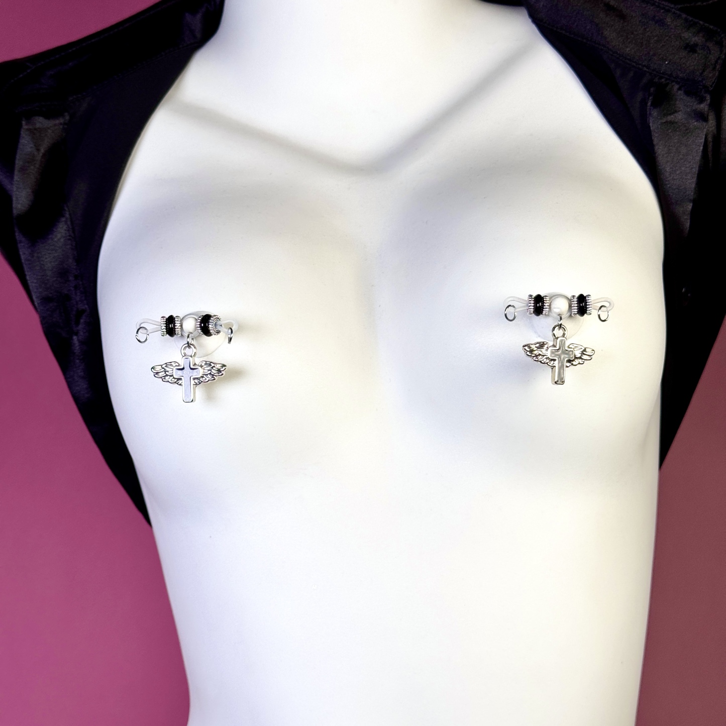 Dark Angel Wing Cross Non-Piercing Nipple Clamp