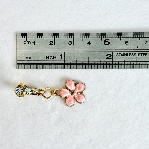 Pink Flower Glow Faux Navel Ring