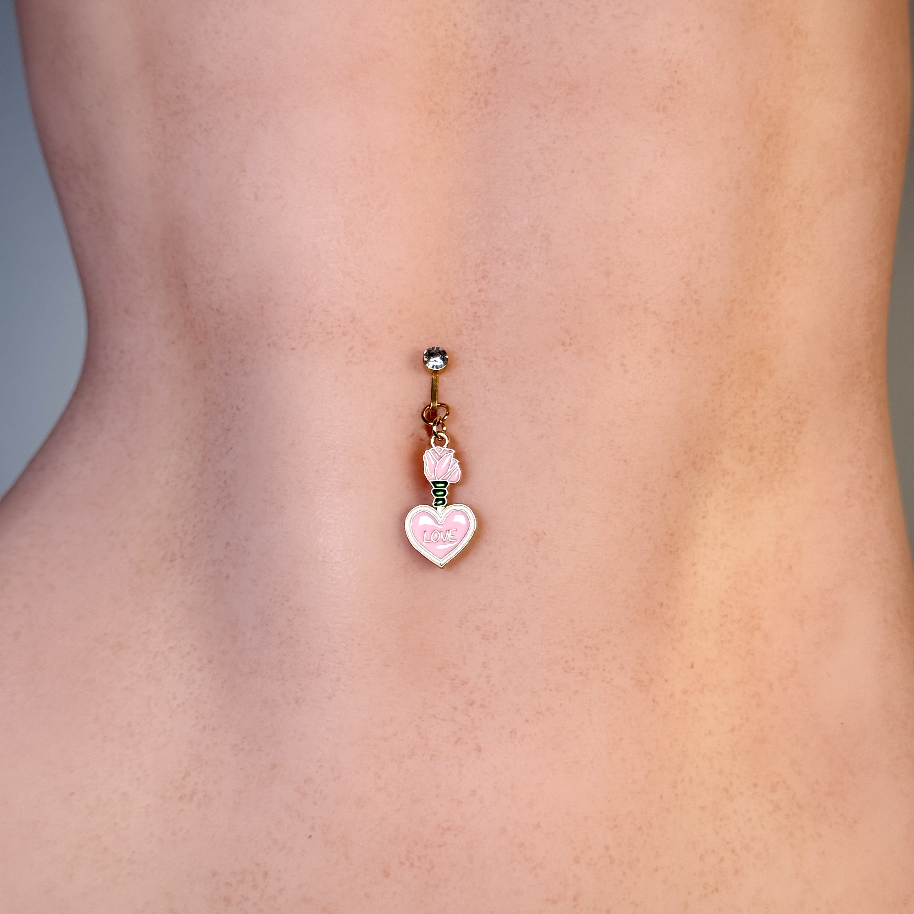 Rose Love Charm Faux Navel Ring