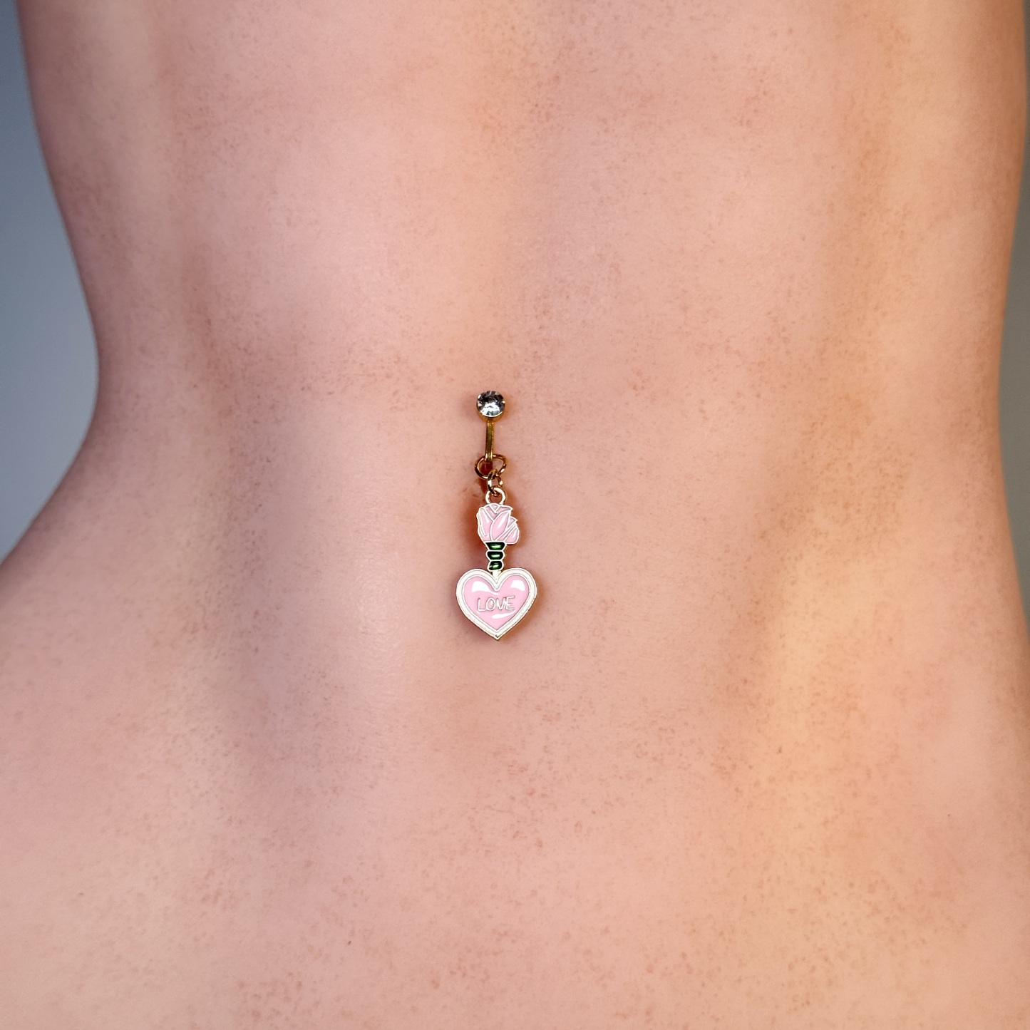 Rose Love Charm Faux Navel Ring