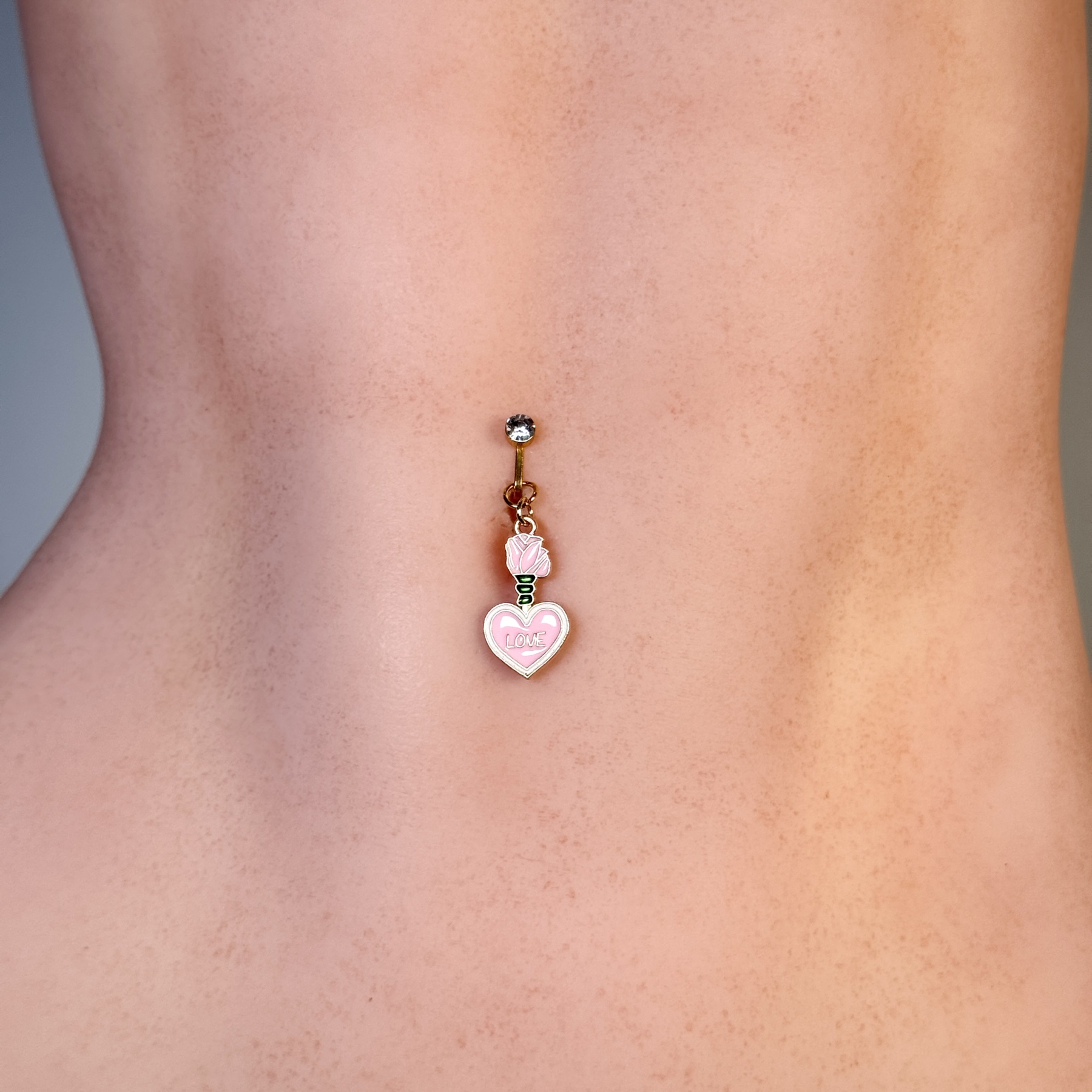 Rose Love Charm Faux Navel Ring