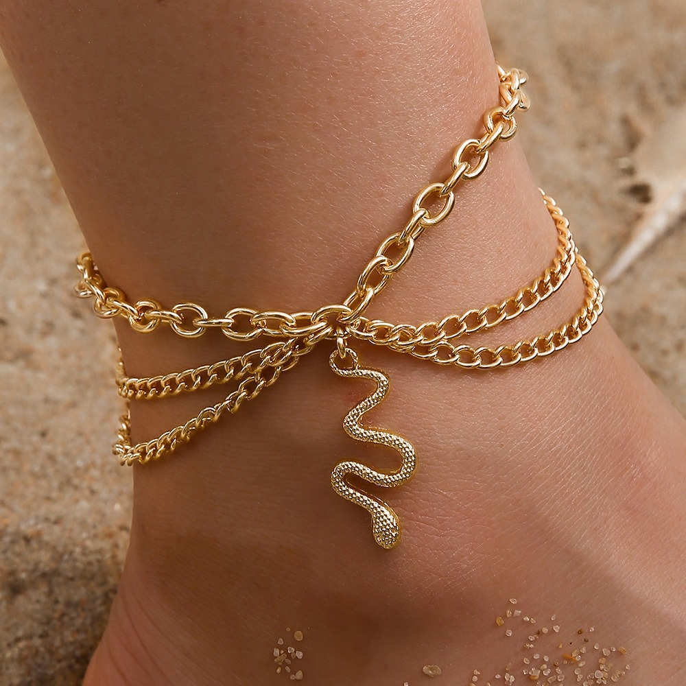 Gold Layered Snake Charm Anklet