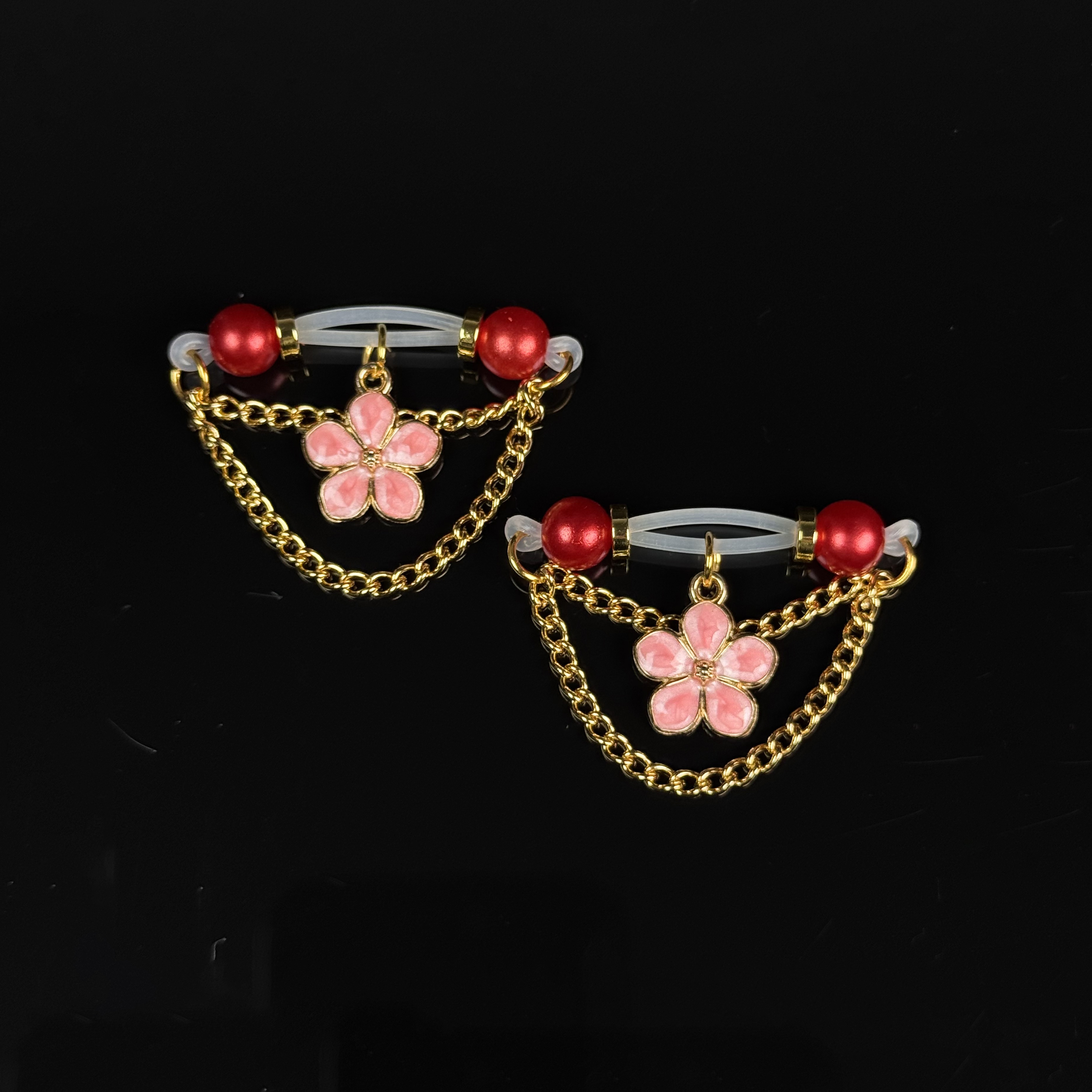 Pink Blossom Chain Nipple Clip