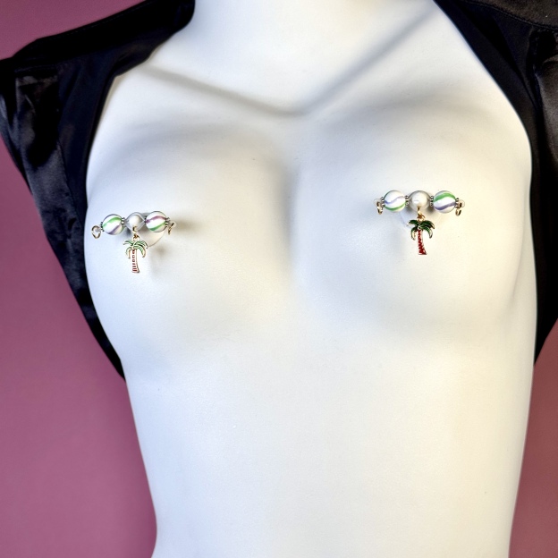 Tropical Palm Charm Nipple Clamps