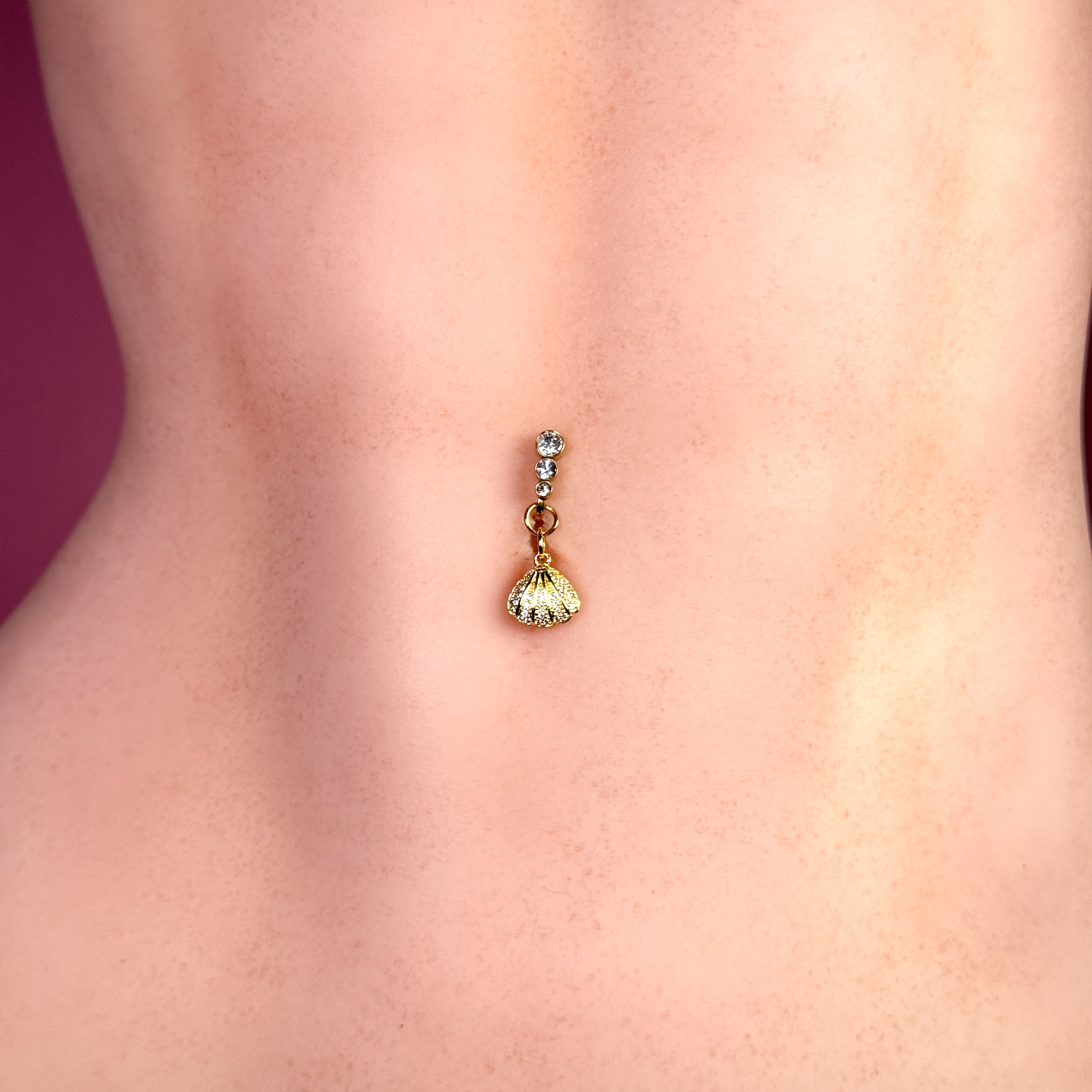 Golden Seashell Faux Belly Button Ring