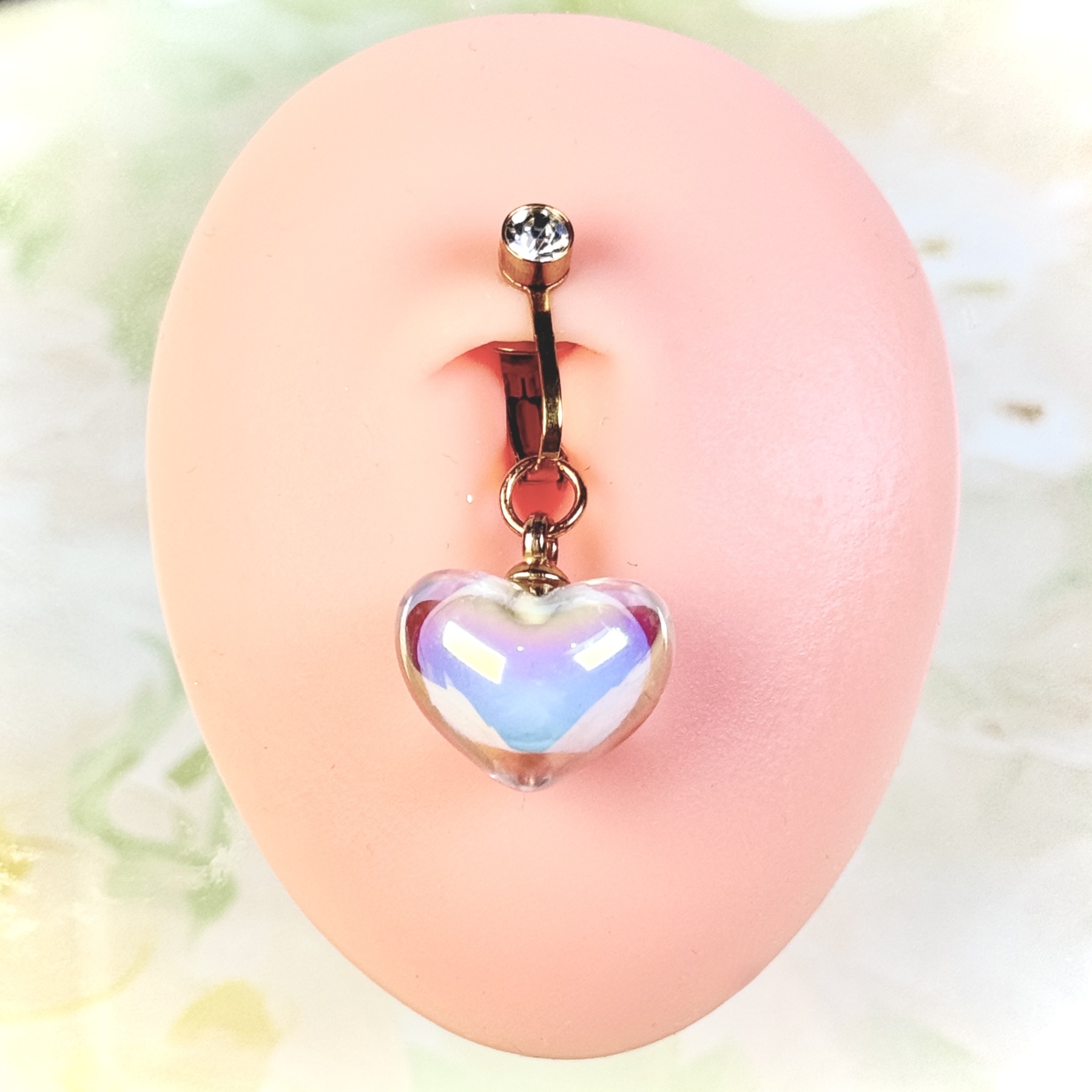 Navel Ring – Crystal Heart