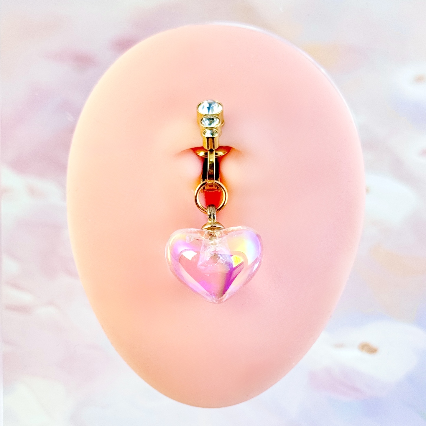 Crystal Heart Glow Faux Navel Ring