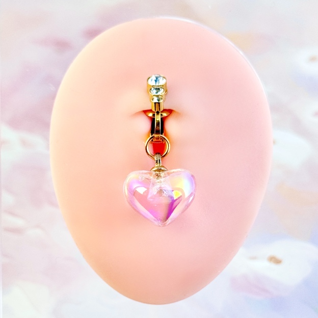 Crystal Heart Glow Faux Navel Ring