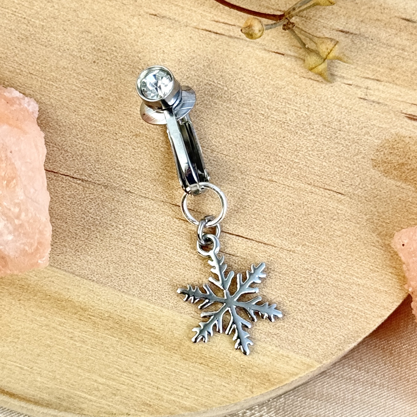 Crystal Snowflake Faux Belly Button Ring