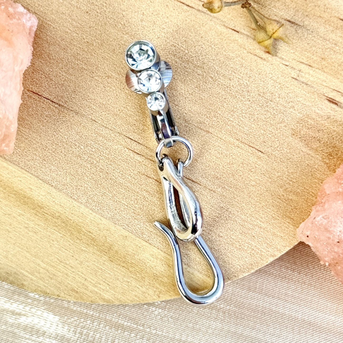 Silver Teardrop Faux Belly Button Ring