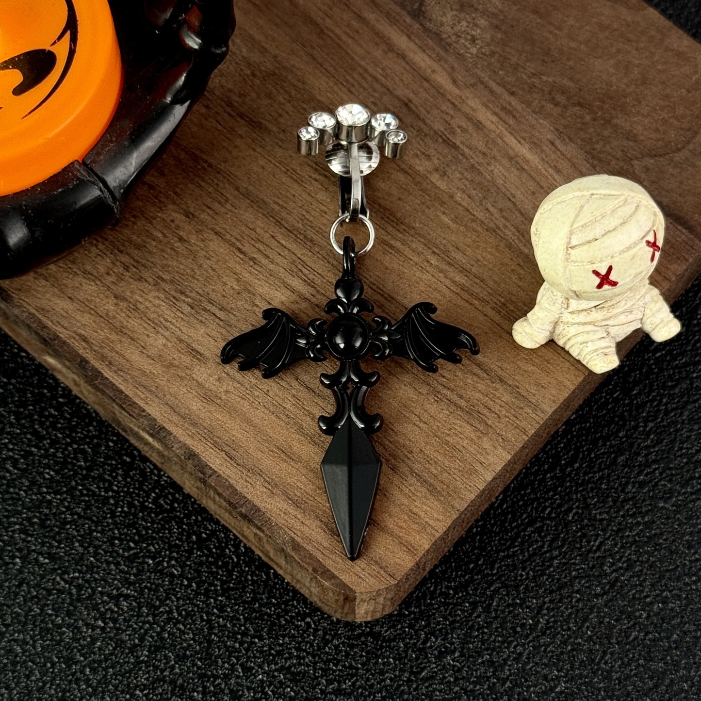 Black Bat Wing Faux Navel Ring