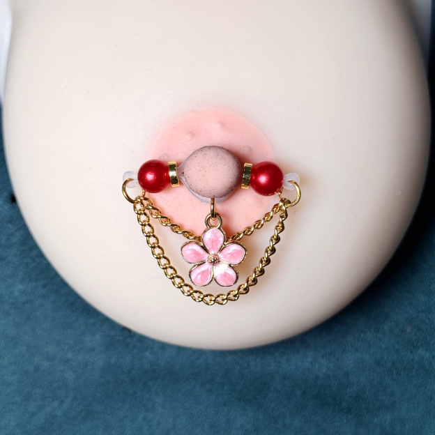 Pink Blossom Chain Nipple Clip